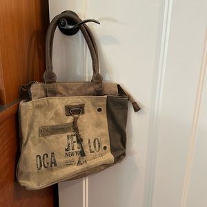 Canvas purse - leather straps, LIKE NEW!